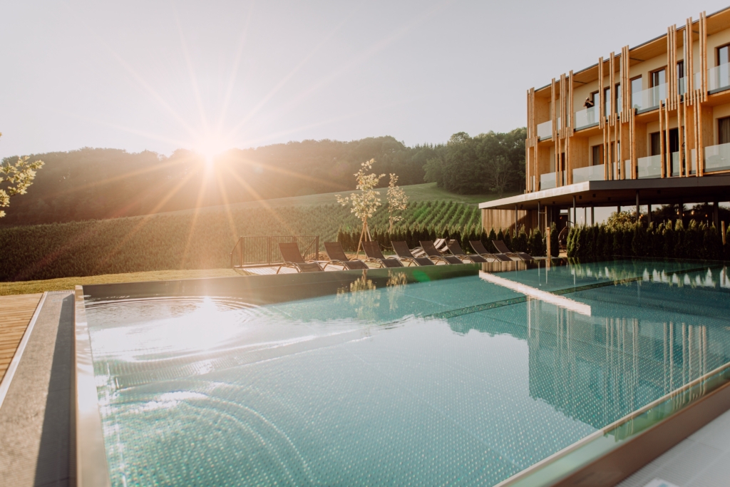 Pool in the morning at sunrise